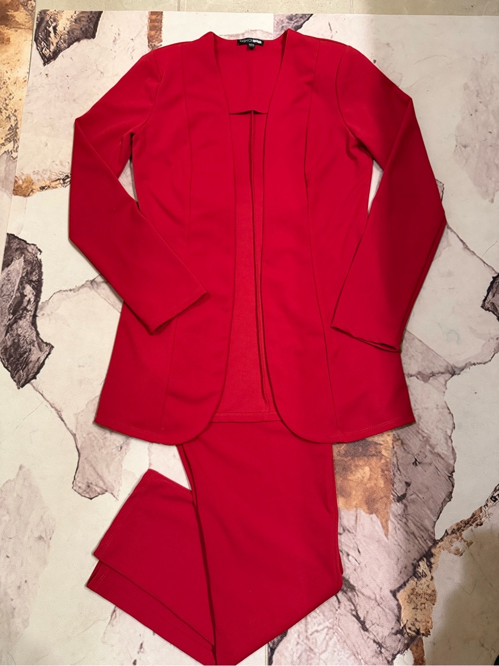 Fashion Nova Red Open-Front Blazer
